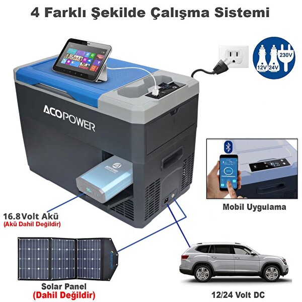 Acopower V28 12/24 220 Volt 28 Litre Kompresörlü Outdoor Oto Buzdolabı - Akü Dahil Değildir