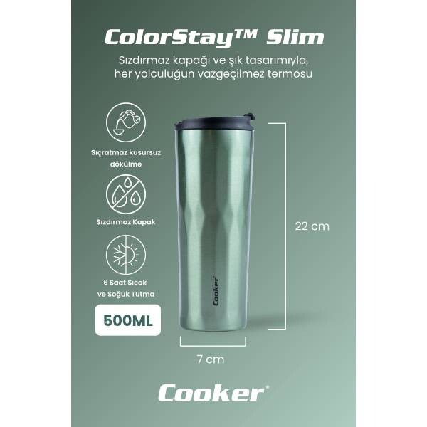 Cooker CKR2100 ColorStay Slim 500 ML Paslanmaz Çelik Bardak Termos