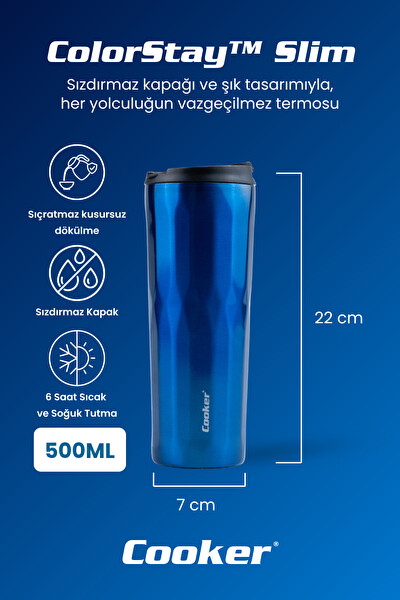 Cooker CKR2100 ColorStay Slim 500 ML Paslanmaz Çelik Bardak Termos