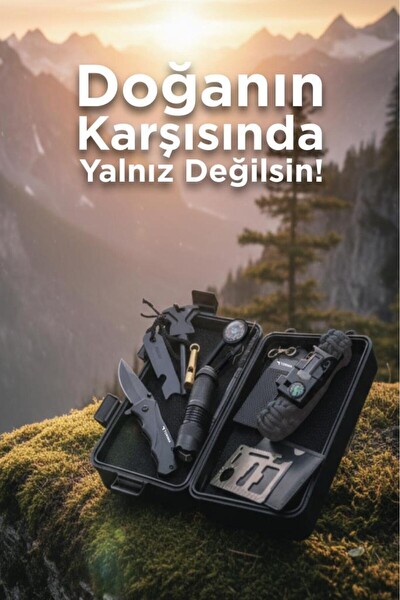 Başkenttekno Kamp Acil Durum Kiti Doğada Hayatta Kalma Ekipmanları SRV01 Siyah