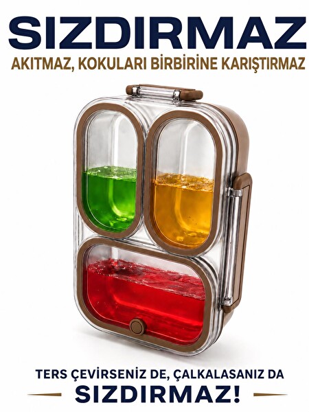 Valkyrie 304 Paslanmaz Çelik 3 Bölmeli Kahve Termal Çantalı Sızdırmaz Kapaklı Beslenme Kabı