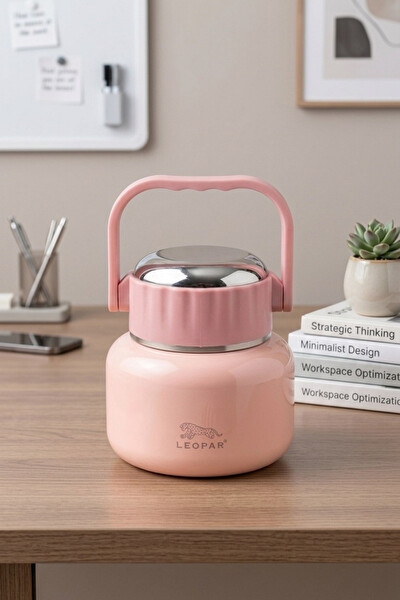 Cooker Leopar 500 ML Pembe Kaşıklı Yemek Termosu YK1516