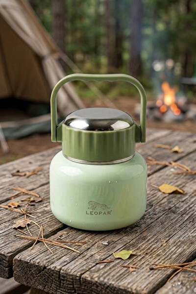 Cooker Leopar 500 ML Kaşıklı Yeşil Yemek Termosu YK1516