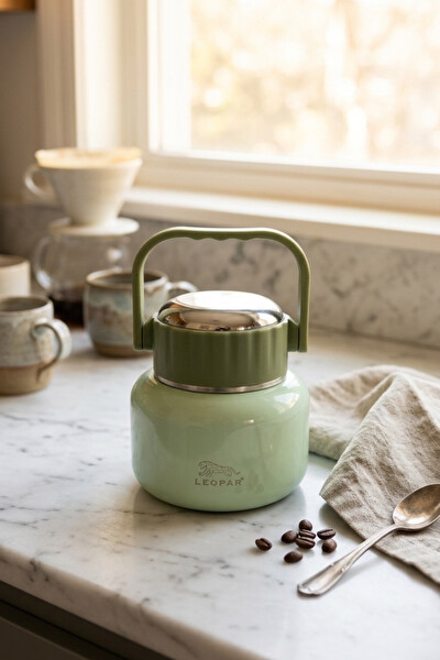 Cooker Leopar 500 ML Kaşıklı Yeşil Yemek Termosu YK1516