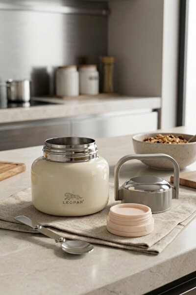Cooker Leopar 500 ML Kaşıklı Krem Yemek Termosu YK1516