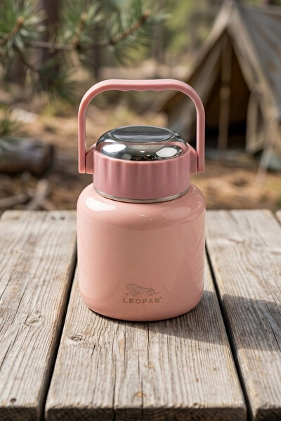 Cooker Leopar 900 ML Kaşıklı Yemek Termosu Pembe YK1517