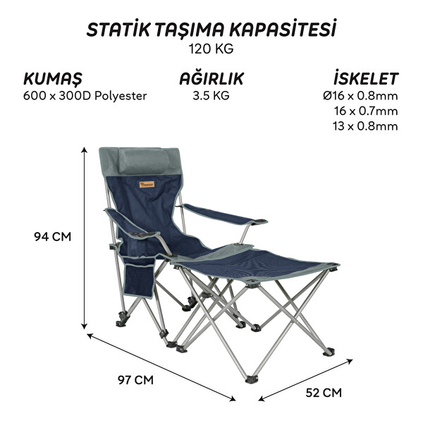 Freecamp Phoenix Katlanır Masalı Sandalye Lacivert-Gri