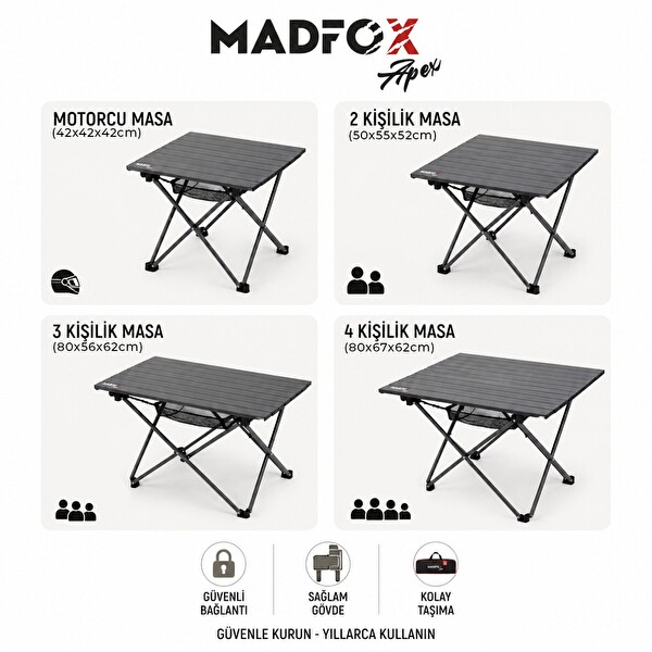 Madfox Apex Katlanabilir Alüminyum 4 Kişilik Kamp Masası