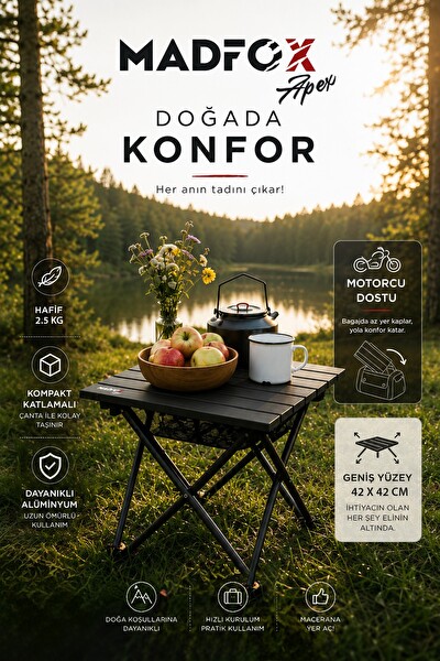 Madfox Apex Katlanabilir Alüminyum Motorcu Kamp Masası