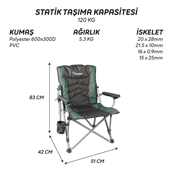 FreeCamp Shelby Katlanır Sandalye Haki - Siyah