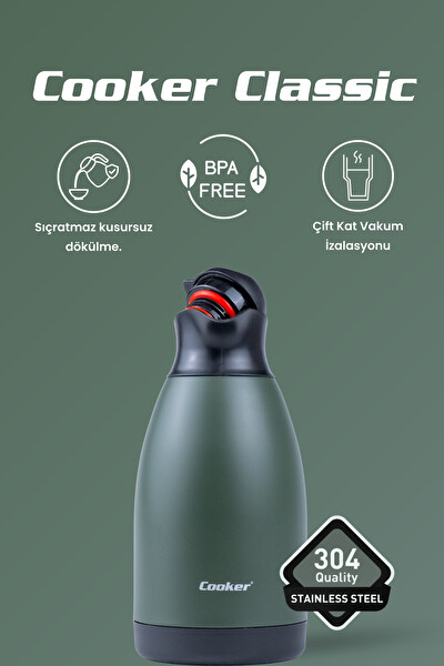 Cooker Classic 2 Litre Paslanmaz Çelik Termos Yeşil CKR2040