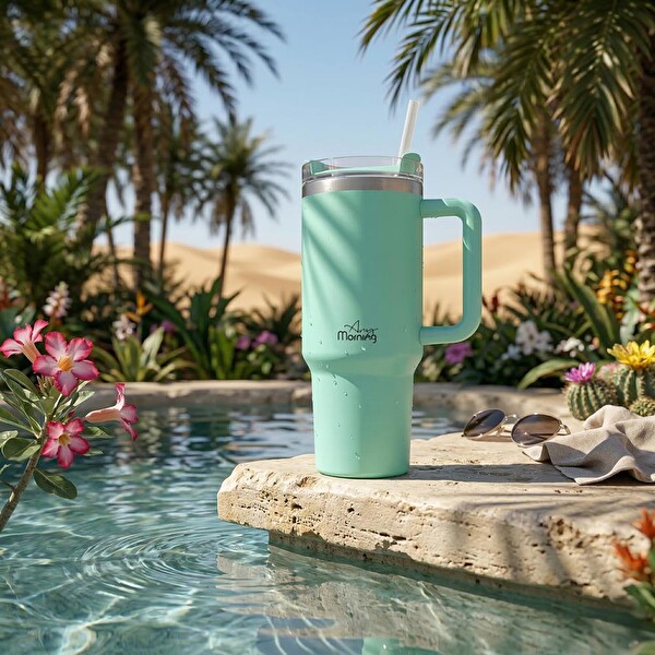 Any Morning Vaha SI2440217 1200 ML Üç Kademe Çevirmeli Kapaklı Çift Katman Çelik Termos Su Yeşili