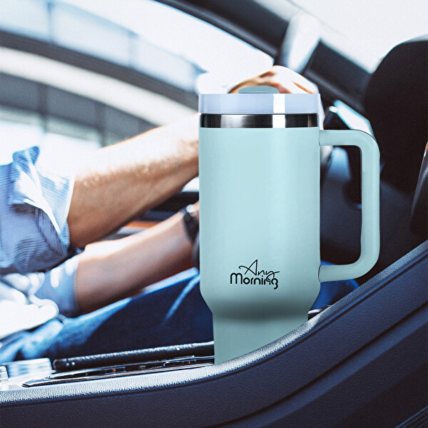 Any Morning Vaha SI2440217 1200 ML Üç Kademe Çevirmeli Kapaklı Çift Katman Çelik Termos Su Yeşili
