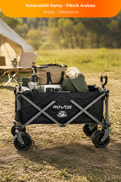 Rovos Taşınabilir Katlanabilir Portatif Pazar Piknik Vagon Market Bahçe Arabası