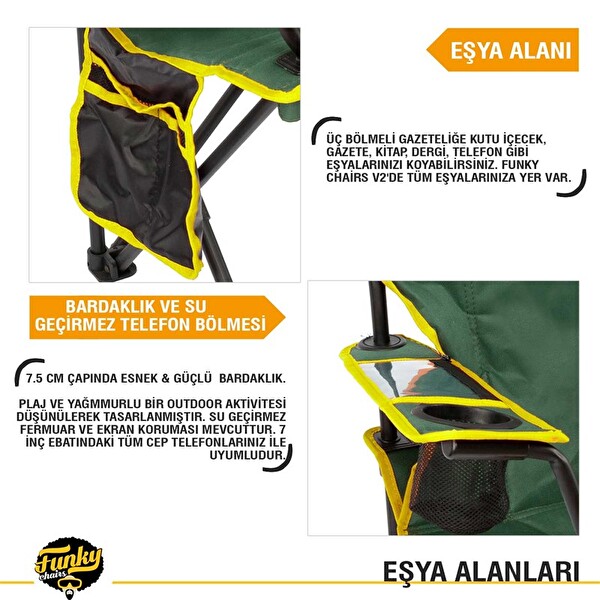 Funky Chairs Cool Ice Petrol Yeşili Lüks Kamp Sandalyesi