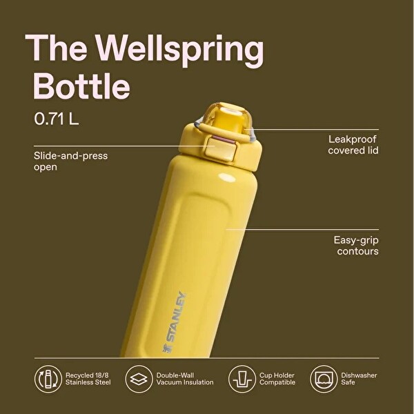 Stanley The Wellspring Bottle 0.7 L Dijon Parlak Sarı