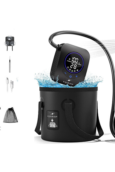 Cosmo Technology Şarjlı Kamp Duşu Dijital Göstergeli Taşınabilir Duş Seti 20L Katlanabilir Kova