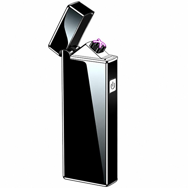 Valkyrie X8 USB Şarjlı Elektronik Ark Çakmak Alevsiz Rüzgara Dayanıklı Metalik Siyah