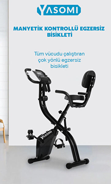 Yasomi 3ü 1 Arada 10 Seviyeli Ultra Sessiz Nabız Ölçer Kolay Katlanır Manyetik Egzersiz Bisikleti