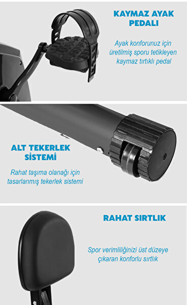 Yasomi 3ü 1 Arada 10 Seviyeli Ultra Sessiz Nabız Ölçer Kolay Katlanır Manyetik Egzersiz Bisikleti