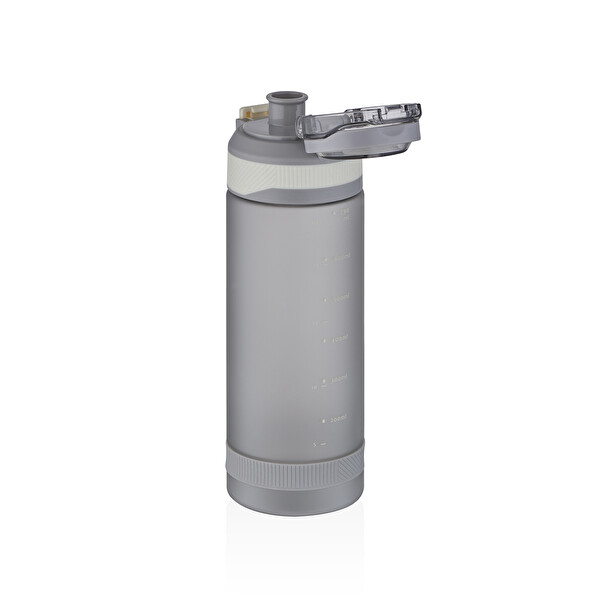 Diller Kilitli Kapak Taşıma Askılı Gri Spor Matarası 790 ML