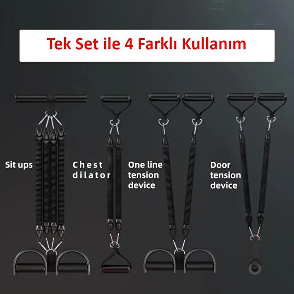 Valkyrie Çok Fonksiyonlu 10 Parça El Ayak Göğüs Kapı Yayı Egzersiz Fitness Spor Seti