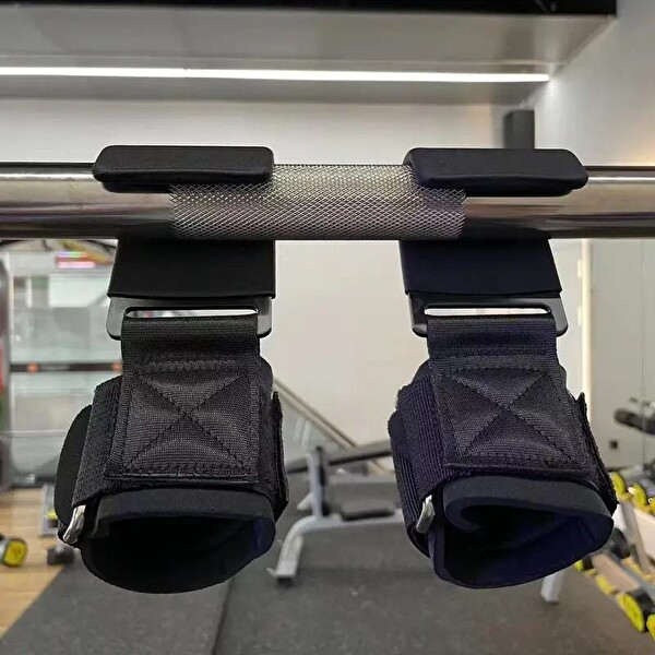 Valkyrie Ağırlık Kaldırma Kancası Tutma Yardımcısı Bar Fitness Bilekliği Lifting Hooks Straps Siyah - 2 Adet