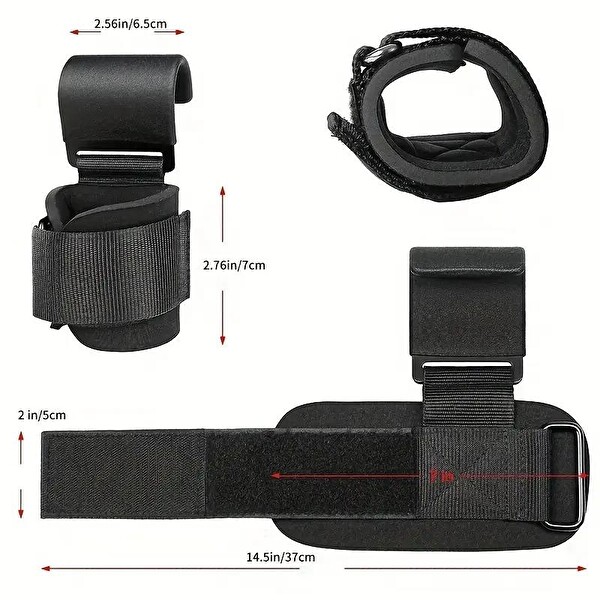 Valkyrie Ağırlık Kaldırma Kancası Tutma Yardımcısı Bar Fitness Bilekliği Lifting Hooks Straps Siyah - 2 Adet