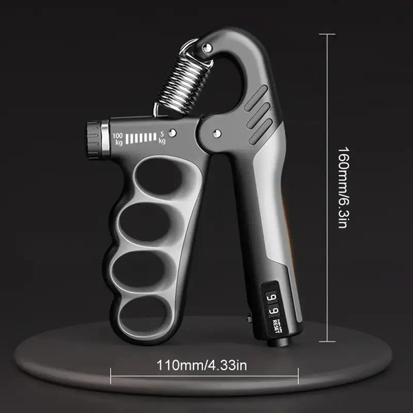 Valkyrie Sayaçlı Ergonomik 5-100 KG Fitness Egzersiz Spor Aleti Sayaçlı XL Boy Gri El Yayı Bilek Güçlendirici