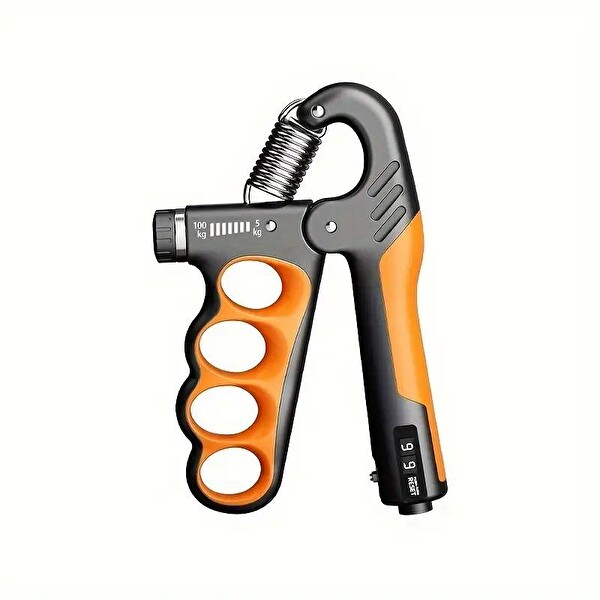 Sayaçlı Ergonomik 5-100 KG Fitness Egzersiz Spor Aleti Sayaçlı XL Boy Turuncu El Yayı Bilek Güçlendirici