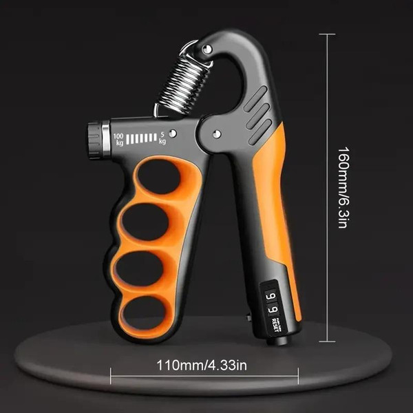 Valkyrie Sayaçlı Ergonomik 5-100 KG Fitness Egzersiz Spor Aleti Sayaçlı XL Boy Turuncu El Yayı Bilek Güçlendirici