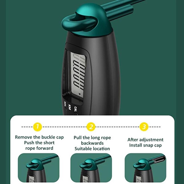 Valkyrie Fitness Kondsiyon Çift Led Dijital Sayaçlı 4 Modlu Yeşil Akıllı Çelik İp Atlama