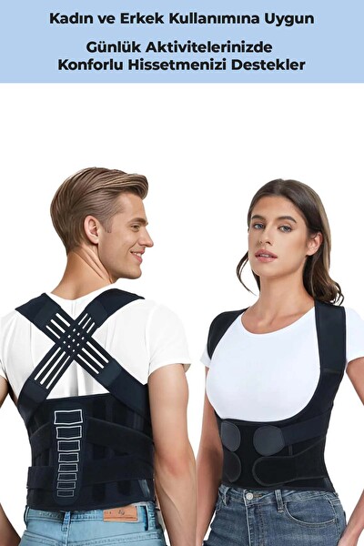 Pikas EX-03 Kolonlu Balenli Kadın Erkek Omuz Bel Sırt Dik Duruş Korsesi