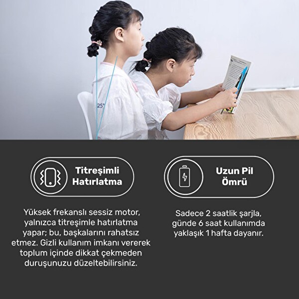 NPO ADD01P Şarjlı Titreşimli Otomatik Hatırlatıcı Kamburluk Giderici Ergonomik Pembe Akıllı Duruş Düzeltici