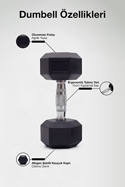 Proforce Çelik Ağırlık Metal Tutma Yerleri Tekli Dambıl 22.5 KG
