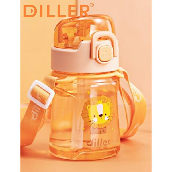 Diller Tritan 550 ML Turuncu Pipetli Çocuk Matara