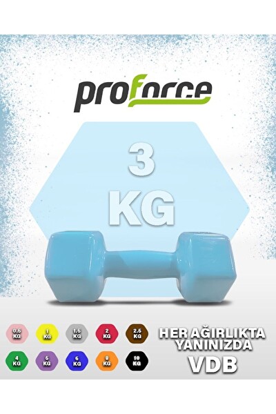 Proforce VDB Dışı Vinil Kaplı İçi Çelik Döküm Mavi Ağırlık Dambıl 3 KG - 1 Adet