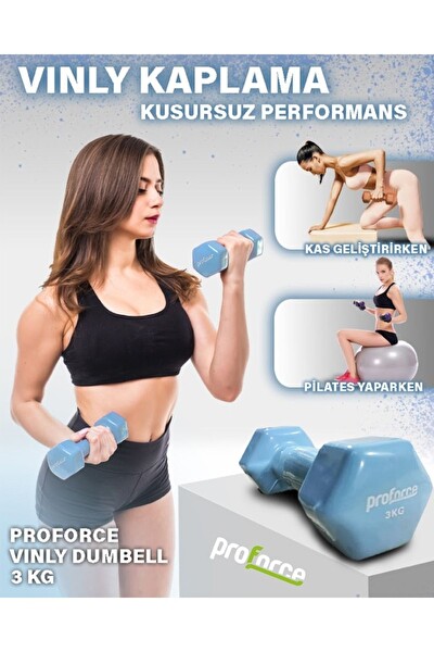 Proforce VDB Dışı Vinil Kaplı İçi Çelik Döküm Mavi Ağırlık Dambıl 3 KG - 1 Adet