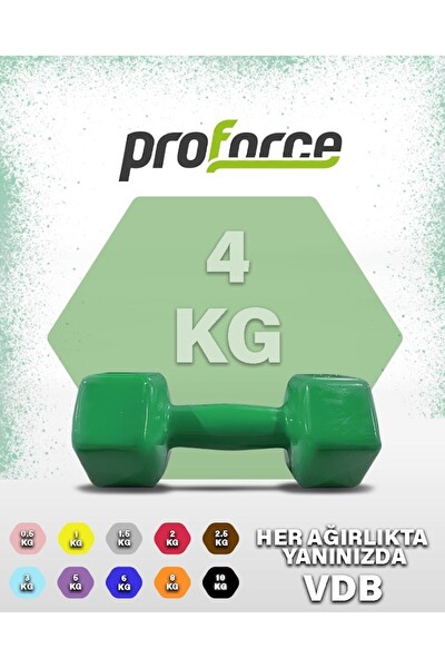Proforce VDB Dışı Vinil Kaplı İçi Çelik Döküm Yeşil Ağırlık Dambıl 4 KG - 1 Adet