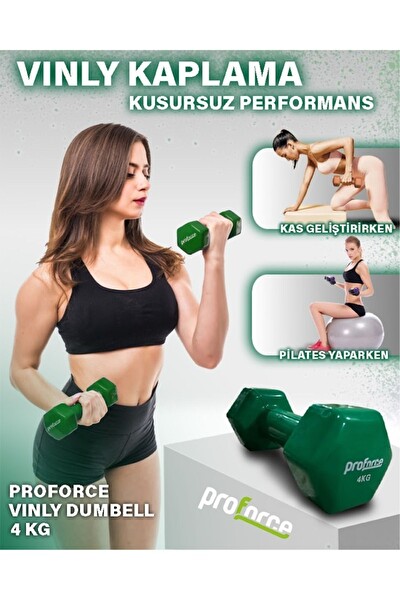 Proforce VDB Dışı Vinil Kaplı İçi Çelik Döküm Yeşil Ağırlık Dambıl 4 KG - 1 Adet