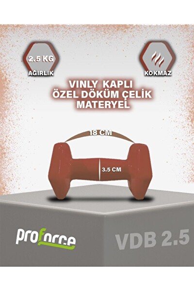 Proforce VDB Dışı Vinil Kaplı İçi Çelik Döküm Ağırlık Dambıl 2.5 KG - 1 Adet