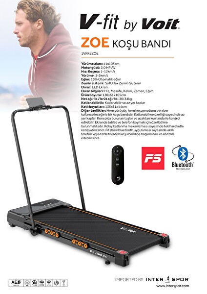 VFit By Voit Zoe Otomatik Eğimli Koşu Bandı