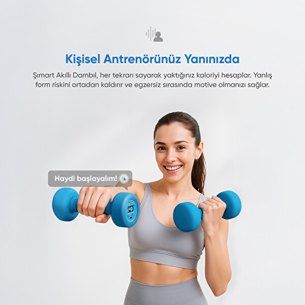 Şımart Akıllı Dambıl 2x1Kg Uygulama Destekli Sesli Yönlendirmeli LCD Ekranlı