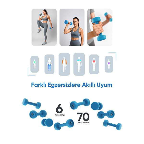 Şımart Akıllı Dambıl 2x1Kg Uygulama Destekli Sesli Yönlendirmeli LCD Ekranlı