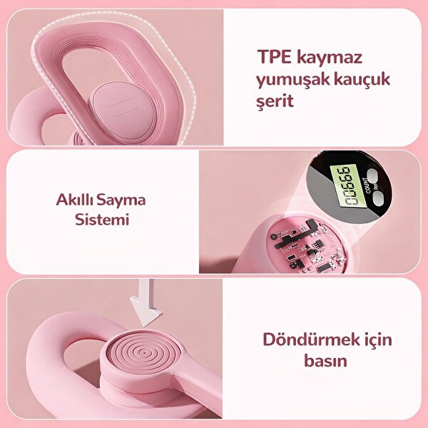 Valkyrie Dijital Ekranlı Pelvik Taban Yoga Ve Kas Egzersizi Uyumlu Egzersiz Aleti - Pembe