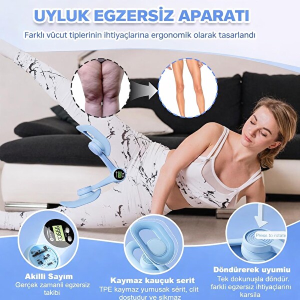 Valkyrie Dijital Ekranlı Pelvik Taban Yoga Ve Kas Egzersizi Uyumlu Egzersiz Aleti - Mavi