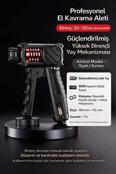 Valkyrie Ayarlanabilir El Kavrama Aleti 20–120 KG Dijital Sayaçlı Profesyonel Ön Kol - Bilek Güçlendirici