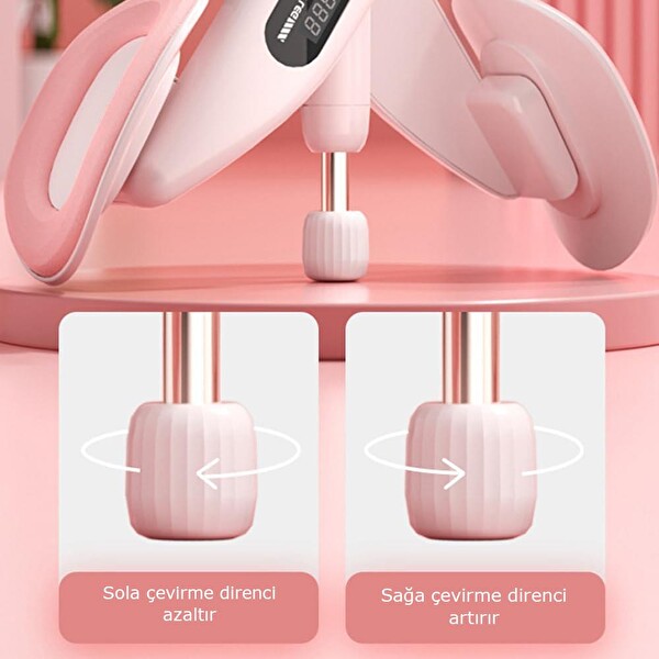 Valkyrie Pelvik Dijital Sayaçlı Çok Amaçlı Bacak ve Üst Vücut Egzersiz Aleti - Ayarlanabilir Dirençli Pembe