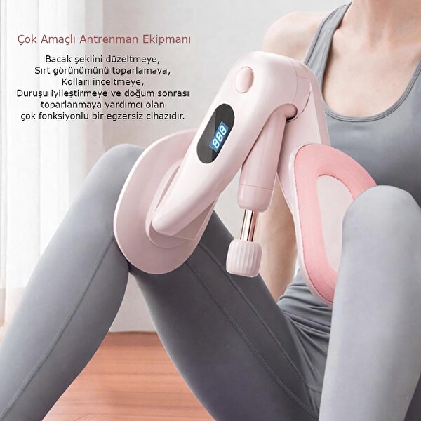 Valkyrie Pelvik Dijital Sayaçlı Çok Amaçlı Bacak ve Üst Vücut Egzersiz Aleti - Ayarlanabilir Dirençli Pembe