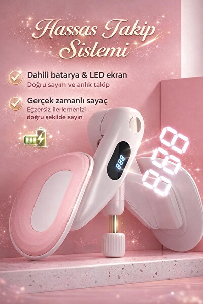 Valkyrie Pelvik Dijital Sayaçlı Çok Amaçlı Bacak ve Üst Vücut Egzersiz Aleti - Ayarlanabilir Dirençli Pembe